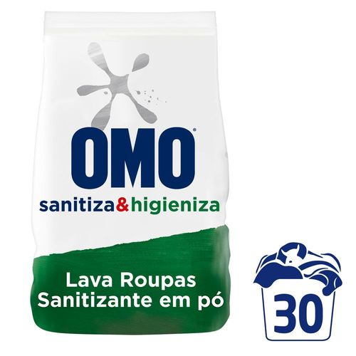 Lava-Roupas em Pó com Ativo Concentrado Omo Lavagem Perfeita Sanitiza & Higieniza Pacote 2,4kg Tamanho Família