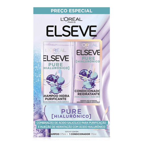 Kit-Shampoo-375ml---Condicionador-170ml-Hidra-Purificante-L-oreal-Paris-Elseve-Pure-Hialuronico-Preco-Especial