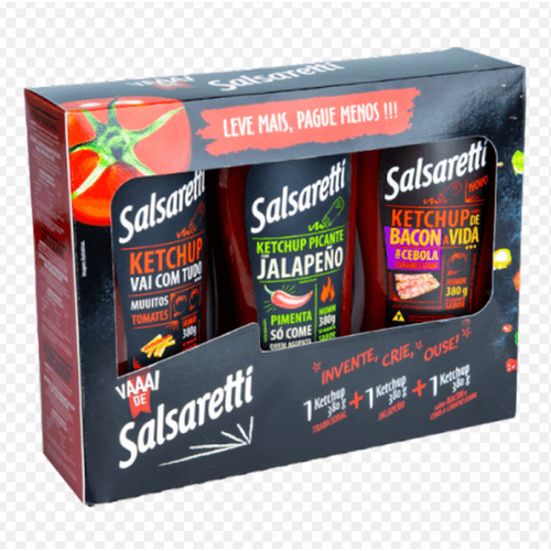 Kit-Ketchup-Tradicional---Jalapeño---Bacon-e-Cebola-Caramelizada-Salsaretti-380g-Cada-Leve-Mais-Pague-Menos