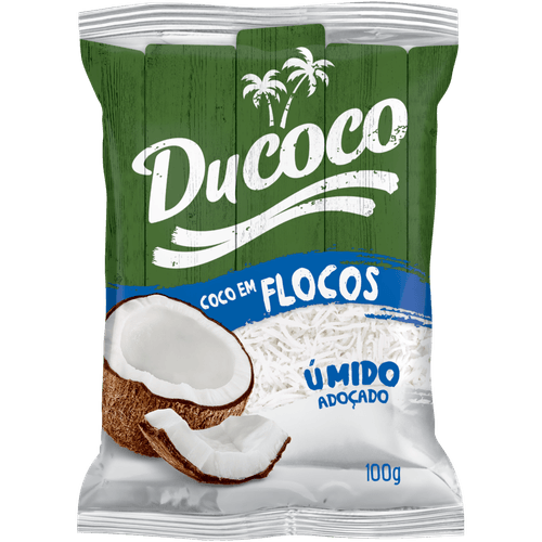 Coco-Ralado-Umido-Adocado-Em-Flocos-Ducoco-Pacote-100g Coco-Ralado-Umido-Adocado-Em-Flocos-Ducoco-Pacote-100g