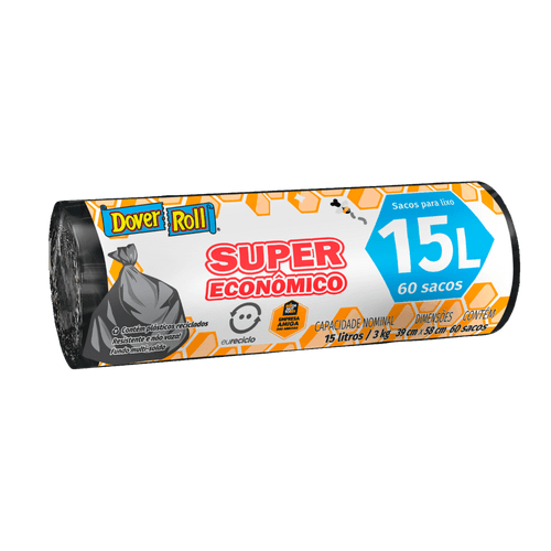 Saco-para-Lixo-15l-Dover-Roll-Super-Economico-60-Unidades Saco-para-Lixo-15l-Dover-Roll-Super-Economico-60-Unidades