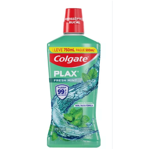 Enxaguante-Bucal-Antisseptico-Zero-Alcool-Fresh-Mint-Colgate-Plax-Frasco-Leve-750ml-Pague-500ml