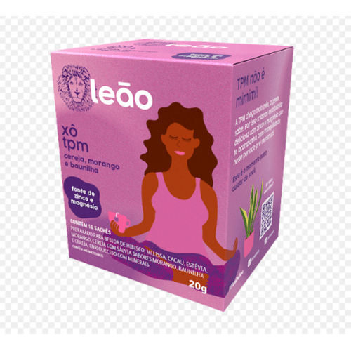 Preparado-para-Bebida-Cha-Xo-TPM-Hibisco-Melissa-Cacau-Estevia-Morango-Cereja-com-Salvia-e-Baunilha-Leao-Fases-Caixa-20g-10-Unidades