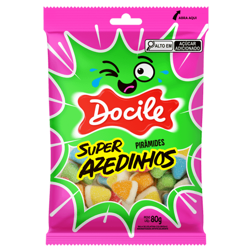 Bala-de-Gelatina-Maca-Verde-Blueberry-Abacaxi-Morango-e-Pessego-Piramides-Docile-Super-Azedinhos-Pacote-80g
