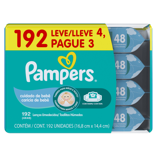 Lenco-Umedecido-Cuidado-de-Bebe-Pampers-Pacote-Leve-4-Pague-3-Unidades-de-48-Lencos-Cada