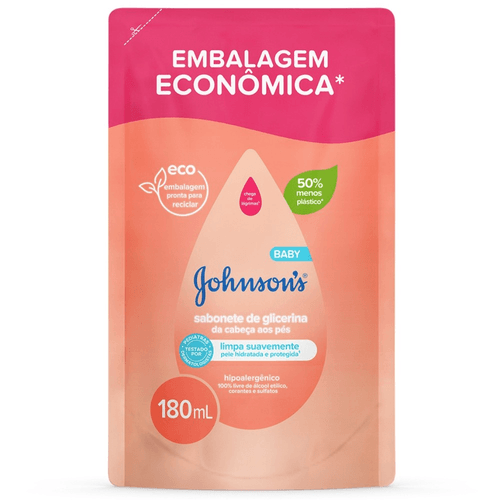 Sabonete-Liquido-de-Glicerina-da-Cabeca-aos-Pes-Johnson-s-Baby-Sache-180ml-Refil-Embalagem-Economica Sabonete-Liquido-de-Glicerina-da-Cabeca-aos-Pes-Johnson-s-Baby-Sache-180ml-Refil-Embalagem-Economica