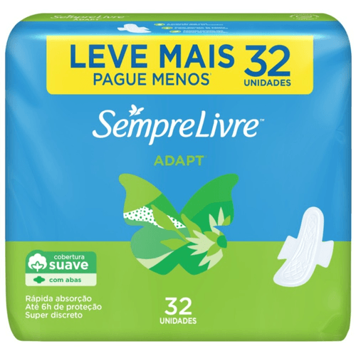 Absorvente-com-Abas-Suave-Sempre-Livre-Adapt-Pacote-32-Unidades-Leve-Mais-Pague-Menos Absorvente-com-Abas-Suave-Sempre-Livre-Adapt-Pacote-32-Unidades-Leve-Mais-Pague-Menos