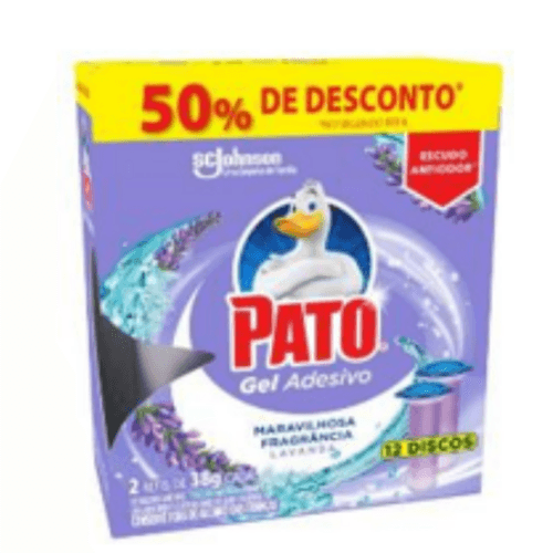 Detergente-Sanitario-Gel-Adesivo-Lavanda-Pato-38g-Cada-2-Unidades-12-Discos-Gratis-50--de-Desconto-no-Segundo-Refil