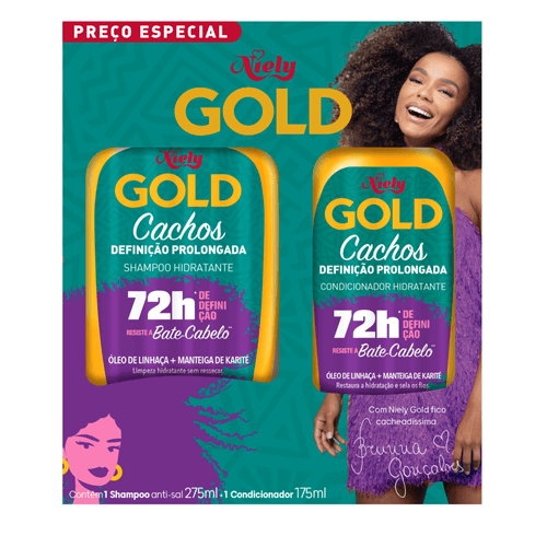 Kit-Shampoo-275ml---Condicionador-175ml-Niely-Gold-Cachos-Definicao-Prolongada-Preco-Especial