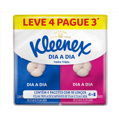 lenco-de-papel-folha-tripla-descartavel-kleenex-dia-a-dia-pacote-leve-4-pague-3-unidades-de-10-lencos-cada