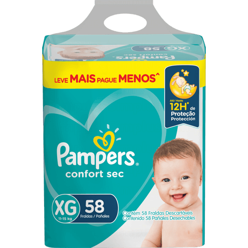 Fralda-Descartavel-Infantil-Pampers-Confort-Sec-XG-11-a-15kg-Pacote-58-Unidades-Leve-Mais-Pague-Menos Fralda-Descartavel-Infantil-Pampers-Confort-Sec-XG-11-a-15kg-Pacote-58-Unidades-Leve-Mais-Pague-Menos