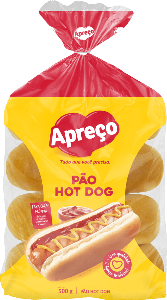Pão de Hot Dog Apreço com 10 Unidades 500g
