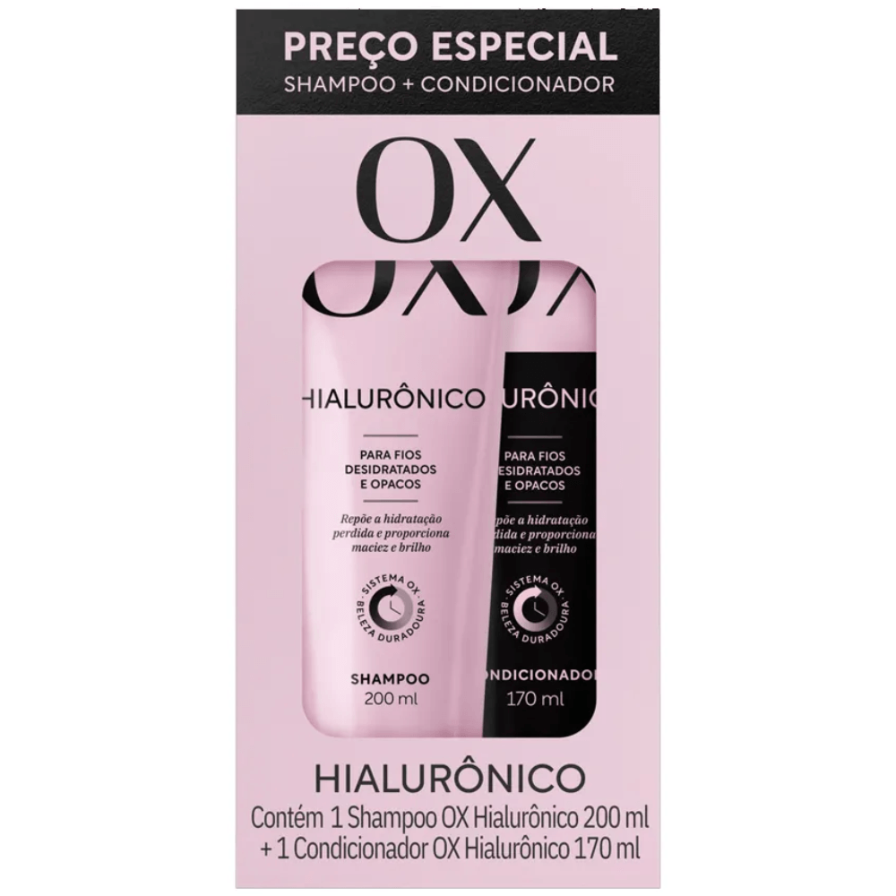 KIT OX SH 200ML+CO 170ML HIALURONICO PARA FIOS DESIDRATADOS E OPACOS PREÇO ESPECIAL