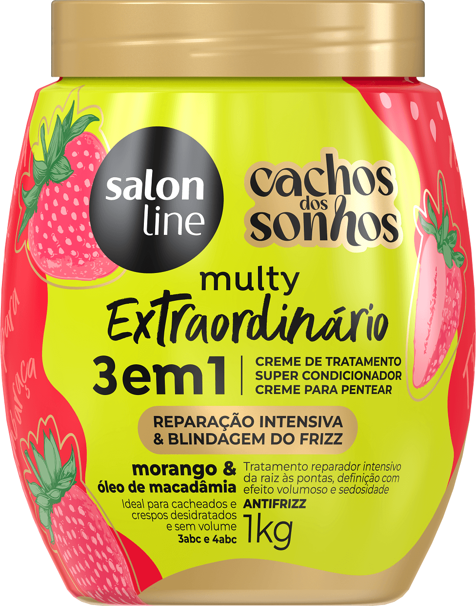 Creme de Tratamento Morango 3 em 1 Cachos dos Sonhos Multy Extraordinário 1kg