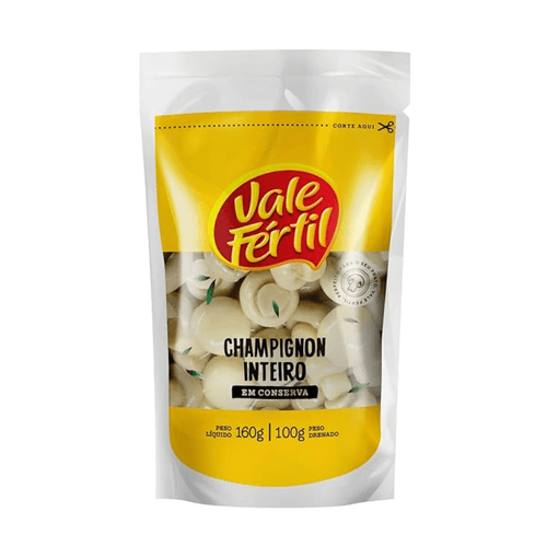 Cogumelo-Champignon-em-Conserva-Fatiado-Vale-Fertil-Sache-Peso-Liquido-160g-Peso-Drenado-100g Cogumelo-Champignon-em-Conserva-Fatiado-Vale-Fertil-Sache-Peso-Liquido-160g-Peso-Drenado-100g