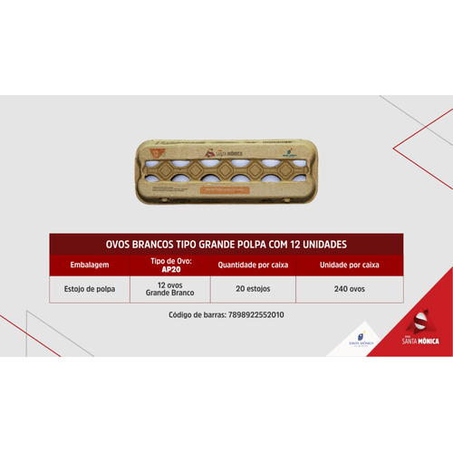 Ovo-Branco-Grande-Santa-Monica-com-12-Unidades Ovo-Branco-Grande-Santa-Monica-com-12-Unidades