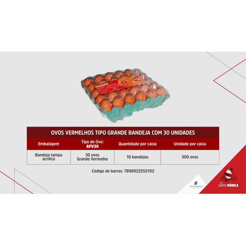 Ovo-Vermelho-Grande-Santa-Monica-Caixa-com-30-Unidades Ovo-Vermelho-Grande-Santa-Monica-Caixa-com-30-Unidades