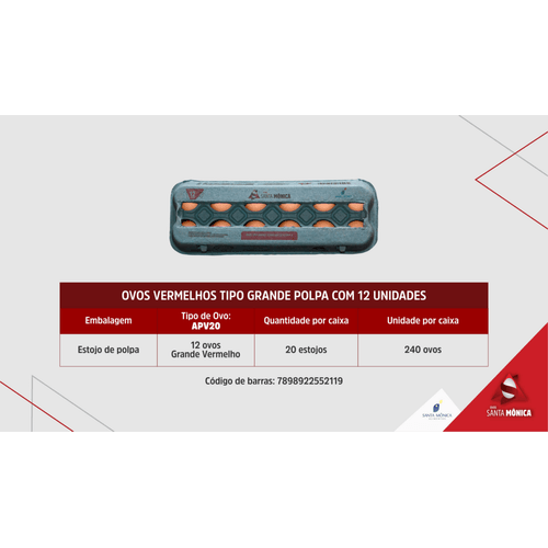 Ovo-Vermelho-Grande-Santa-Monica-com-12-Unidades Ovo-Vermelho-Grande-Santa-Monica-com-12-Unidades