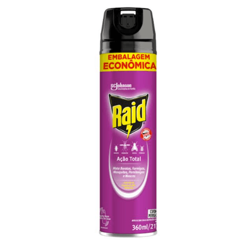 Inseticida-Aerossol-Acao-Total-Raid-Frasco-360ml-Spray-Embalagem-Economica Inseticida-Aerossol-Acao-Total-Raid-Frasco-360ml-Spray-Embalagem-Economica