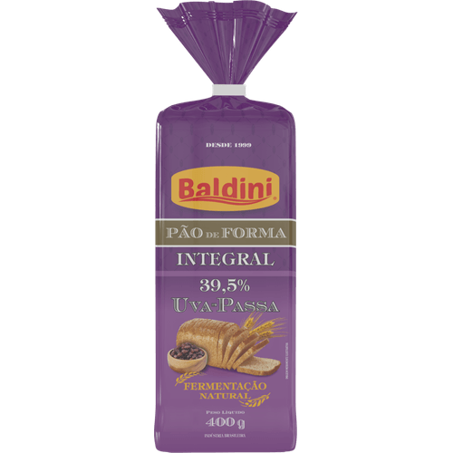 Pao-de-Forma-Baldini-39.5---Integral-Uva-Passa-400g Pao-de-Forma-Baldini-39.5---Integral-Uva-Passa-400g