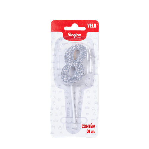 VELA-REGINA-1UN--PICK-GLITTER-PRATA-NUMERO-8 VELA-REGINA-1UN--PICK-GLITTER-PRATA-NUMERO-8
