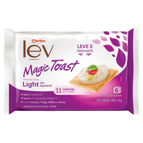 Alimento-a-Base-de-Cereais-Trigo-Milho-e-Arroz-Torrada-Light-Marilan-Lev-Magic-Toast-Pacote-110g-6-Unidades Alimento-a-Base-de-Cereais-Trigo-Milho-e-Arroz-Torrada-Light-Marilan-Lev-Magic-Toast-Pacote-110g-6-Unidades