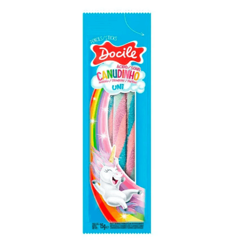 Bala-Morango-Acido-Canudinho-Colorido-Docile-Pacote-15g Bala-Morango-Acido-Canudinho-Colorido-Docile-Pacote-15g