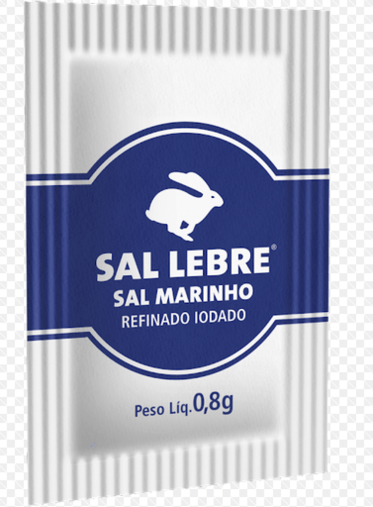 Sal Marinho Refinado Lebre Caixa 0,8kg 1000 Unidades de 0,8g Cada