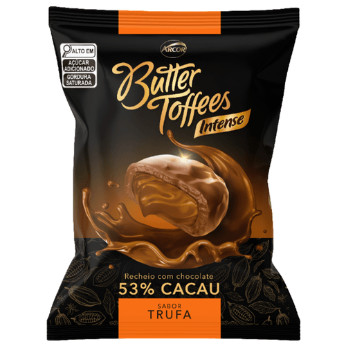Bala-Trufa-Recheio-Chocolate-53--Cacau-Butter-Toffees-Intense-Pacote-500g Bala-Trufa-Recheio-Chocolate-53--Cacau-Butter-Toffees-Intense-Pacote-500g
