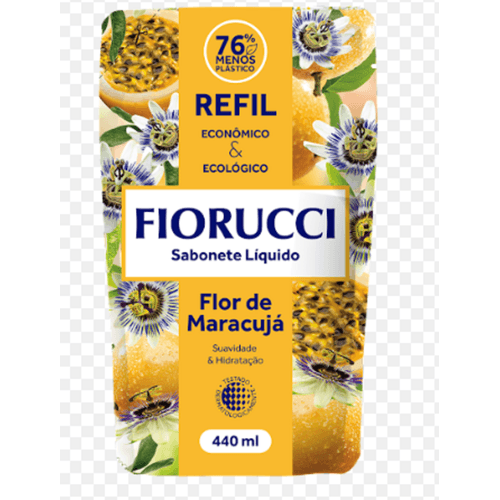Sabonete-Liquido-Flor-de-Maracuja-Fiorucci-Sache-440ml-Refil-Economico---Ecologico Sabonete-Liquido-Flor-de-Maracuja-Fiorucci-Sache-440ml-Refil-Economico---Ecologico