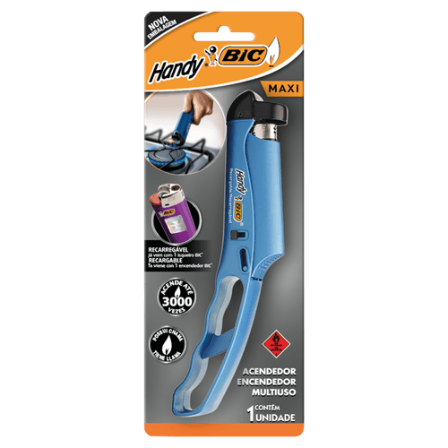 Acendedor-Multiuso-Azul-Handy-Bic-Maxi Acendedor-Multiuso-Azul-Handy-Bic-Maxi