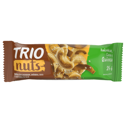 Barra-de-Nuts-com-Amendoim-Amendoas-Coco-Castanha-de-Caju-e-Quinoa-Trio-Caixa-50g-2-Unidades-de-25g-Cada Barra-de-Nuts-com-Amendoim-Amendoas-Coco-Castanha-de-Caju-e-Quinoa-Trio-Caixa-50g-2-Unidades-de-25g-Cada