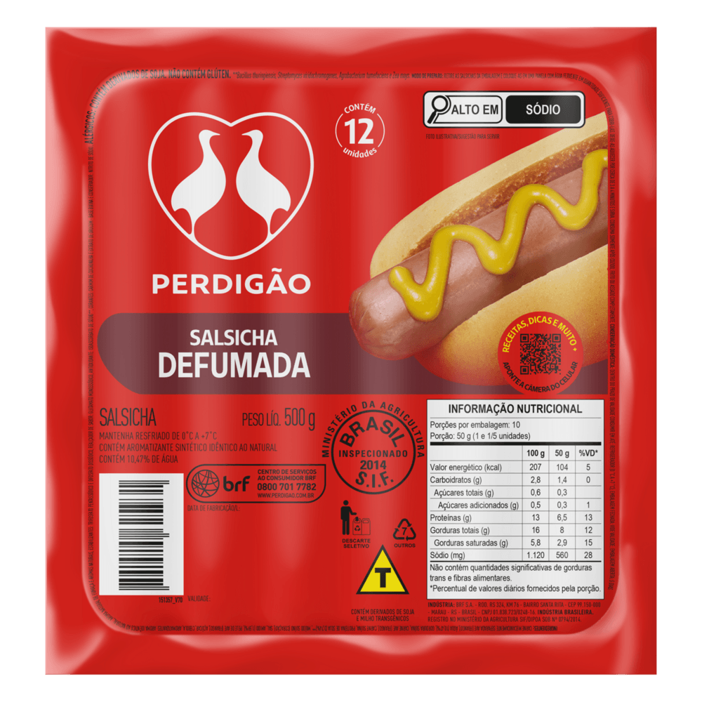 Salsicha Defumada Perdigão Resfriada 500g