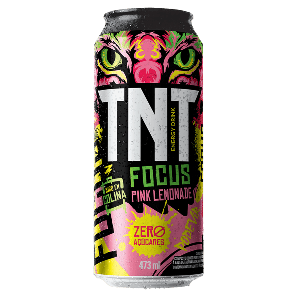 Composto Energético Líquido à Base de Taurina Pink Lemonade Zero Açúcar TNT Focus Lata 473ml