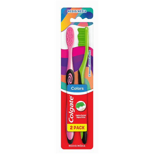 Escova-Dental-Media-Colgate-Colors-Cabeca-Compacta-2-Unidades Escova-Dental-Media-Colgate-Colors-Cabeca-Compacta-2-Unidades