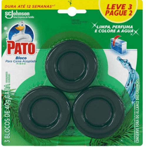 Detergente-Sanitario-Bloco-para-Caixa-Acoplada-Pinho-Pato-40g-Cada-Leve-3-Pague-2-Unidades Detergente-Sanitario-Bloco-para-Caixa-Acoplada-Pinho-Pato-40g-Cada-Leve-3-Pague-2-Unidades