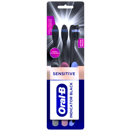 Escova-Dental-Extramacia-Sensitive-Oral-B-Pro-Saude-Indicator-Black-3-Unidades Escova-Dental-Extramacia-Sensitive-Oral-B-Pro-Saude-Indicator-Black-3-Unidades