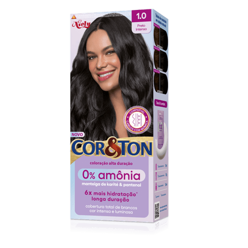 Kit-Coloracao-Creme-1.0-Preto-Intenso-Manteiga-de-Karite---Pantenol-Niely-Cor-Ton Kit-Coloracao-Creme-1.0-Preto-Intenso-Manteiga-de-Karite---Pantenol-Niely-Cor-Ton