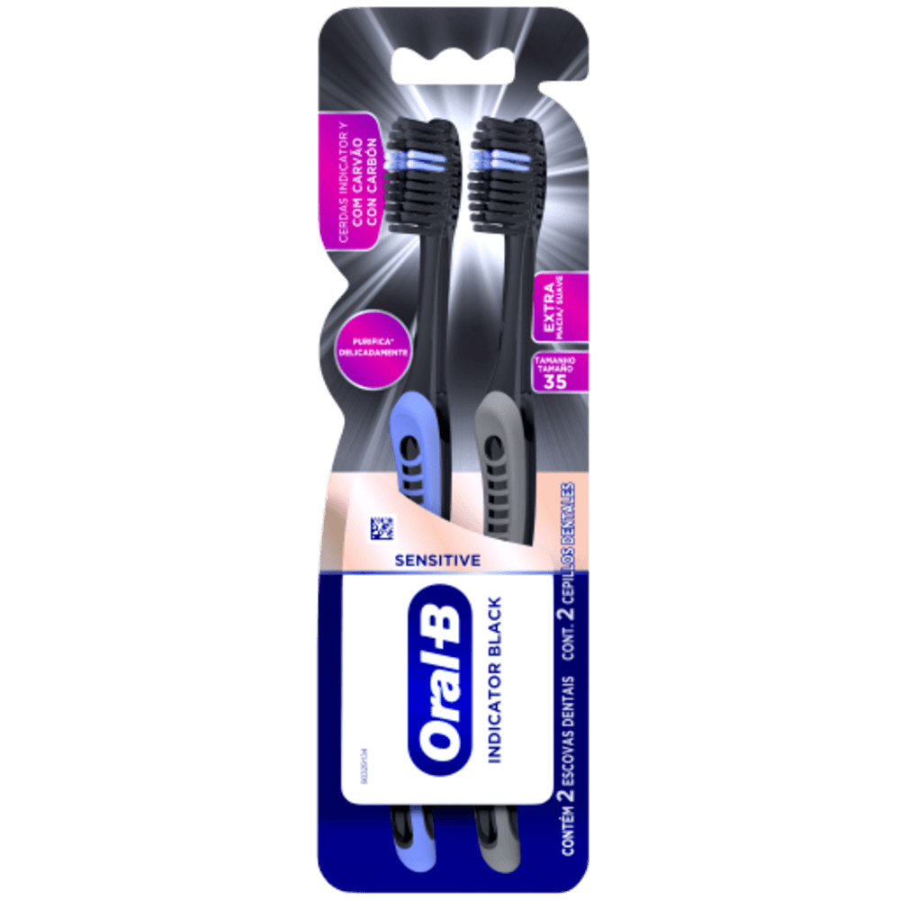 Escova De Dente Oral-B Indicator Black Sensitive Com 2 Unidades