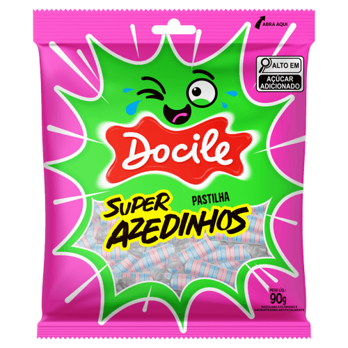 Pastilha-Morango-e-Tutti-Frutti-Docile-Super-Azedinhos-Pacote-90g Pastilha-Morango-e-Tutti-Frutti-Docile-Super-Azedinhos-Pacote-90g