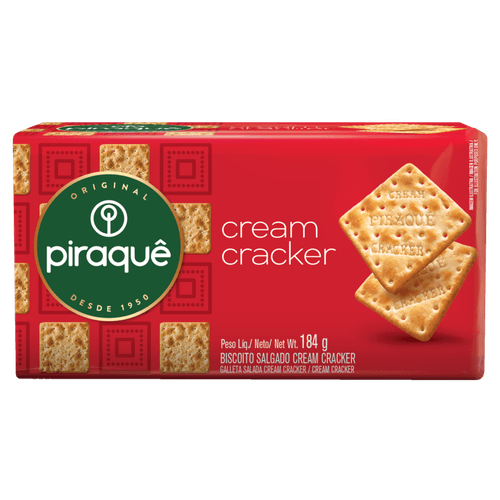 Biscoito-Salgado-Cream-Cracker-Piraque-Pacote-184g Biscoito-Salgado-Cream-Cracker-Piraque-Pacote-184g