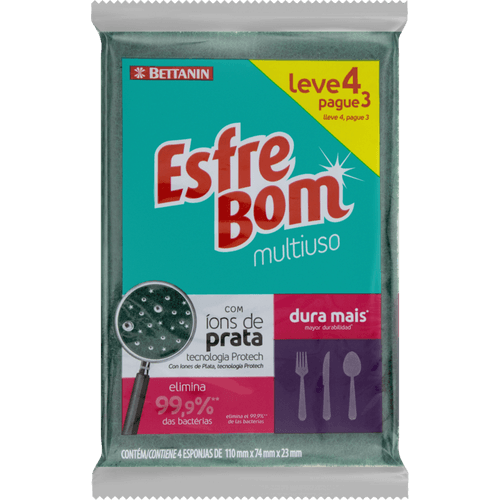 Esponja-Multiuso-com-Ions-de-Prata-Esfrebom-Leve-4-Pague-3-Unidades Esponja-Multiuso-com-Ions-de-Prata-Esfrebom-Leve-4-Pague-3-Unidades