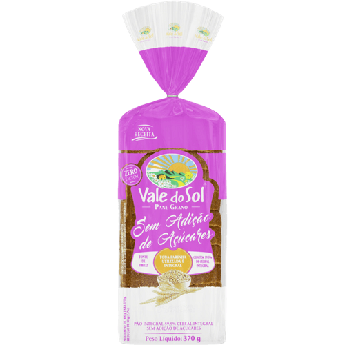Pao-595--Cereal-Integral-sem-Adicao-de-Acucar-Zero-Lactose-Vale-do-Sol-Pane-Grano-Pacote-370g Pao-595--Cereal-Integral-sem-Adicao-de-Acucar-Zero-Lactose-Vale-do-Sol-Pane-Grano-Pacote-370g