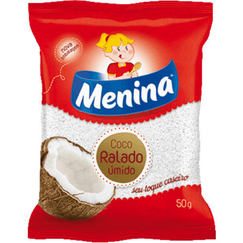 Coco-Ralado-Umido-Adocado-Menina-Pacote-50g Coco-Ralado-Umido-Adocado-Menina-Pacote-50g