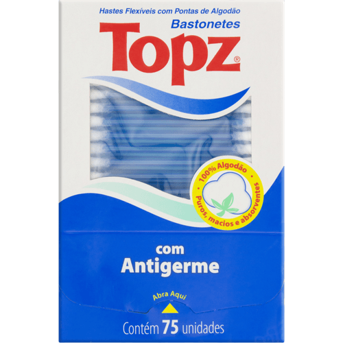 Hastes-Flexiveis-com-Pontas-de-Algodao-Topz-Caixa-75-Unidades Hastes-Flexiveis-com-Pontas-de-Algodao-Topz-Caixa-75-Unidades
