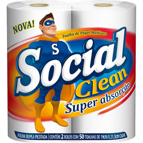 Toalha-de-Papel-Folha-Dupla-Multiuso-Social-Clean-Super-Absorcao-19cm-x-215cm-2-Unidades Toalha-de-Papel-Folha-Dupla-Multiuso-Social-Clean-Super-Absorcao-19cm-x-215cm-2-Unidades