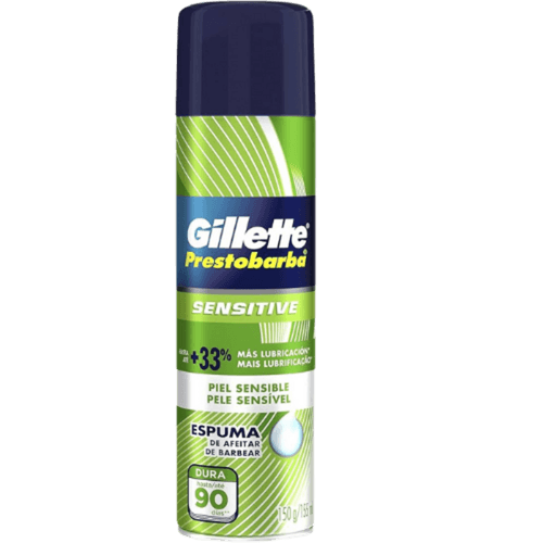 Espuma-de-Barbear-Gillette-Prestobarba-Sensitive-Frasco-150g Espuma-de-Barbear-Gillette-Prestobarba-Sensitive-Frasco-150g