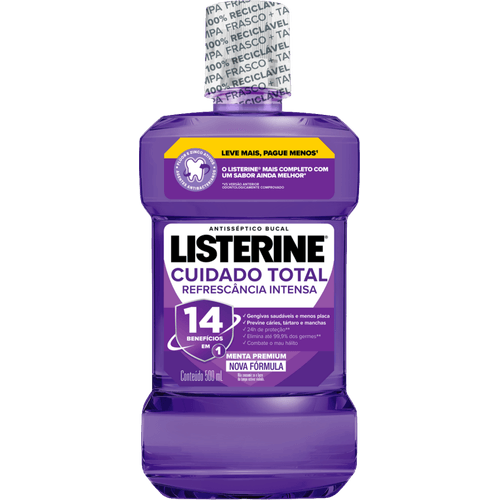 Enxaguante-Bucal-Antisseptico-Menta-Fresca-Listerine-Cuidado-Total-Frasco-500ml Enxaguante-Bucal-Antisseptico-Menta-Fresca-Listerine-Cuidado-Total-Frasco-500ml