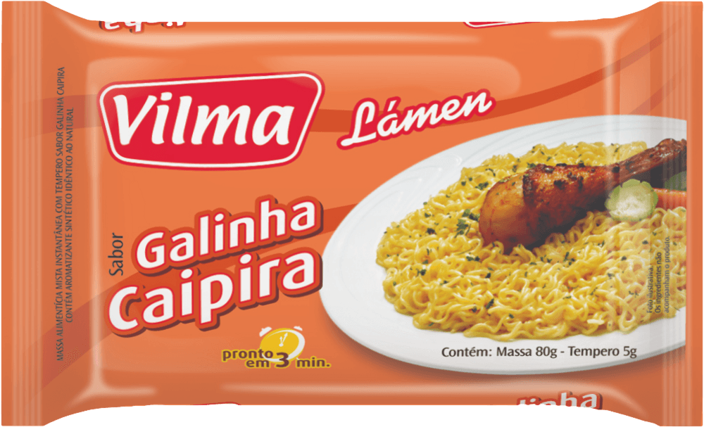 Macarrão Instantâneo Lamen Vilma 80g + Tempero Galinha Caipira 5g