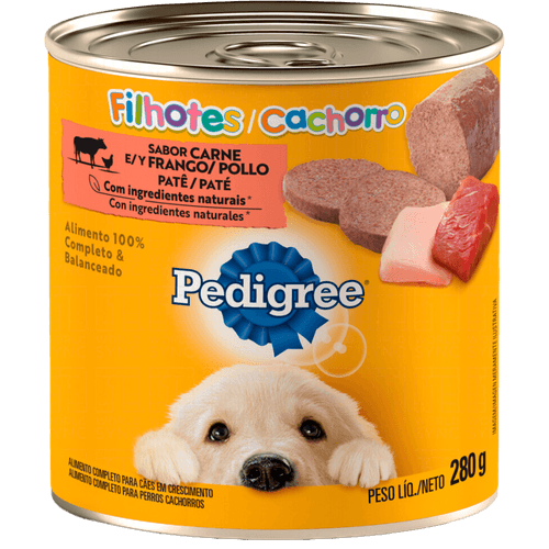 Alimento-Completo-e-Balanceado-Pate-para-Caes-Filhotes-Carne-e-Frango-Pedigree-Lata-280g Alimento-Completo-e-Balanceado-Pate-para-Caes-Filhotes-Carne-e-Frango-Pedigree-Lata-280g